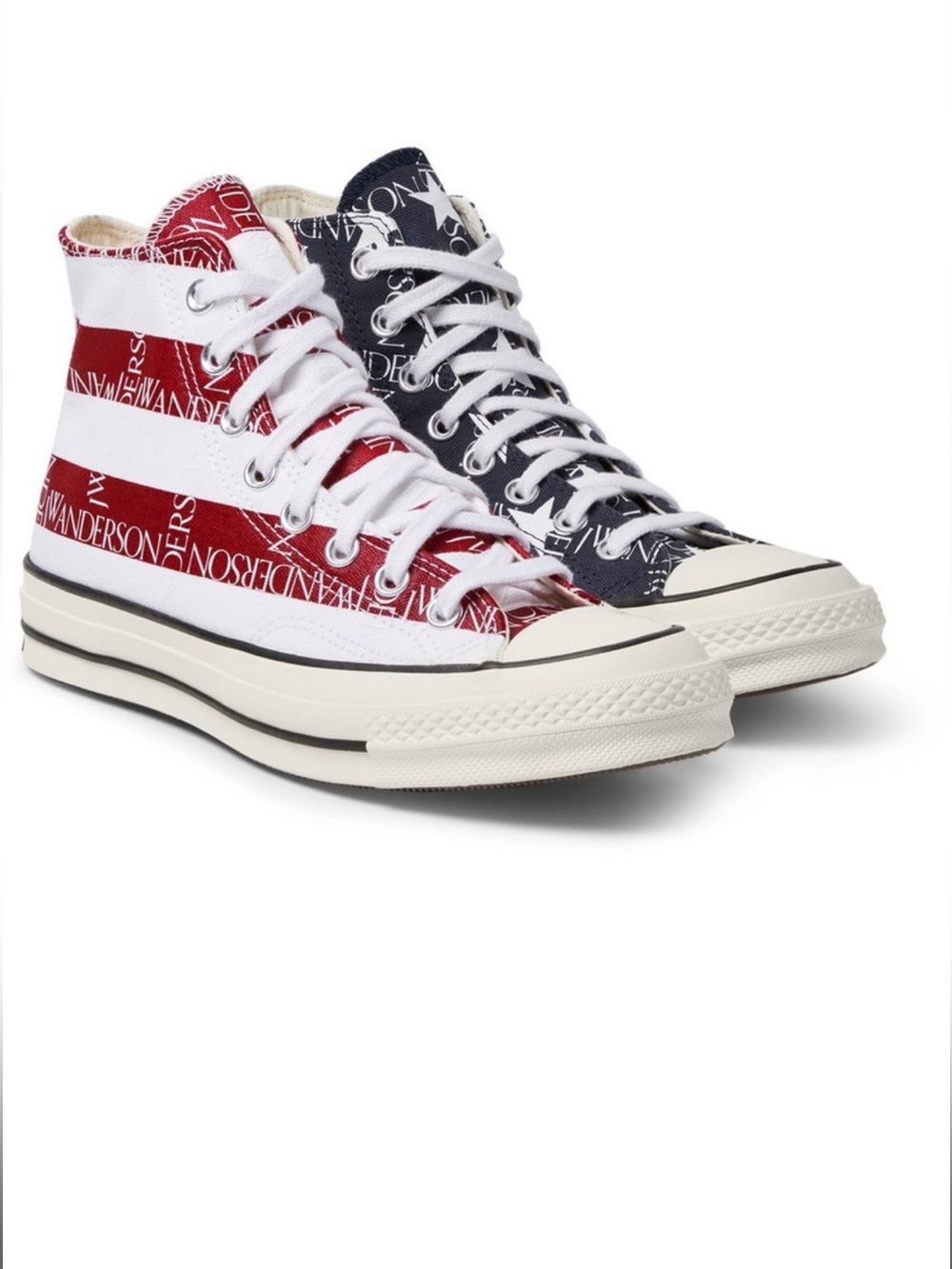 JW ANDERSON x CONVERSE High-Top Canvas Sneakers in Red & Navy